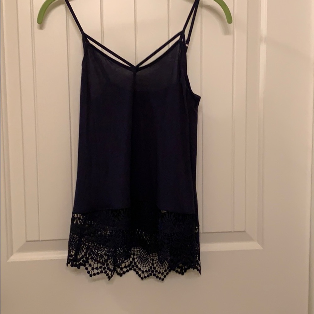 Navy Blue Express Tank Top with Lace
